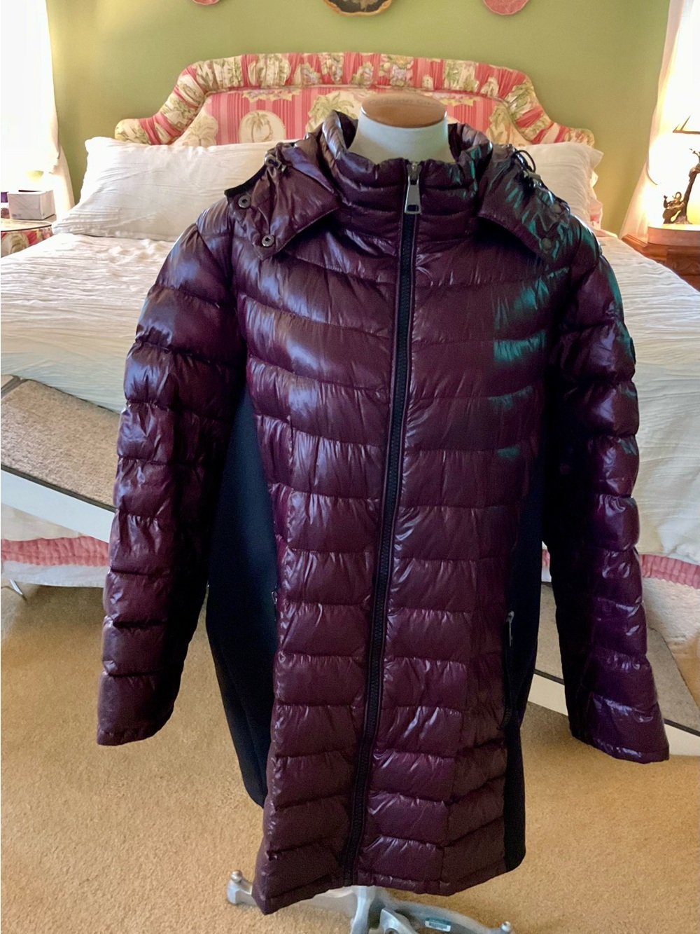Calvin Klein Women's Burgundy & Black Puffer Coat